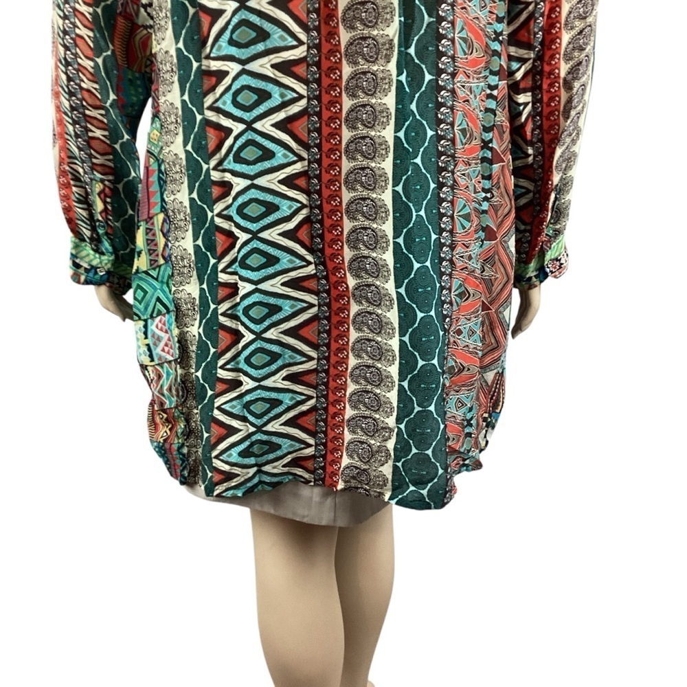 Johnny Was Boho Patchwork Tunic Blouse Multicolor Resort Artsy Size XL - Picture 7 of 9